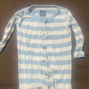 Kickee Pants Soft Blue and White Striped Pajama Set
